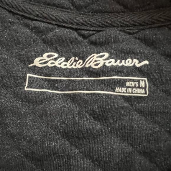 Eddie Bauer Sweatshirt Mens Medium Gray Quilted Quarter Snap Mock Neck - Picture 4 of 7
